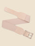 Ceinture python à boucle carrée - Rose poudré - 1