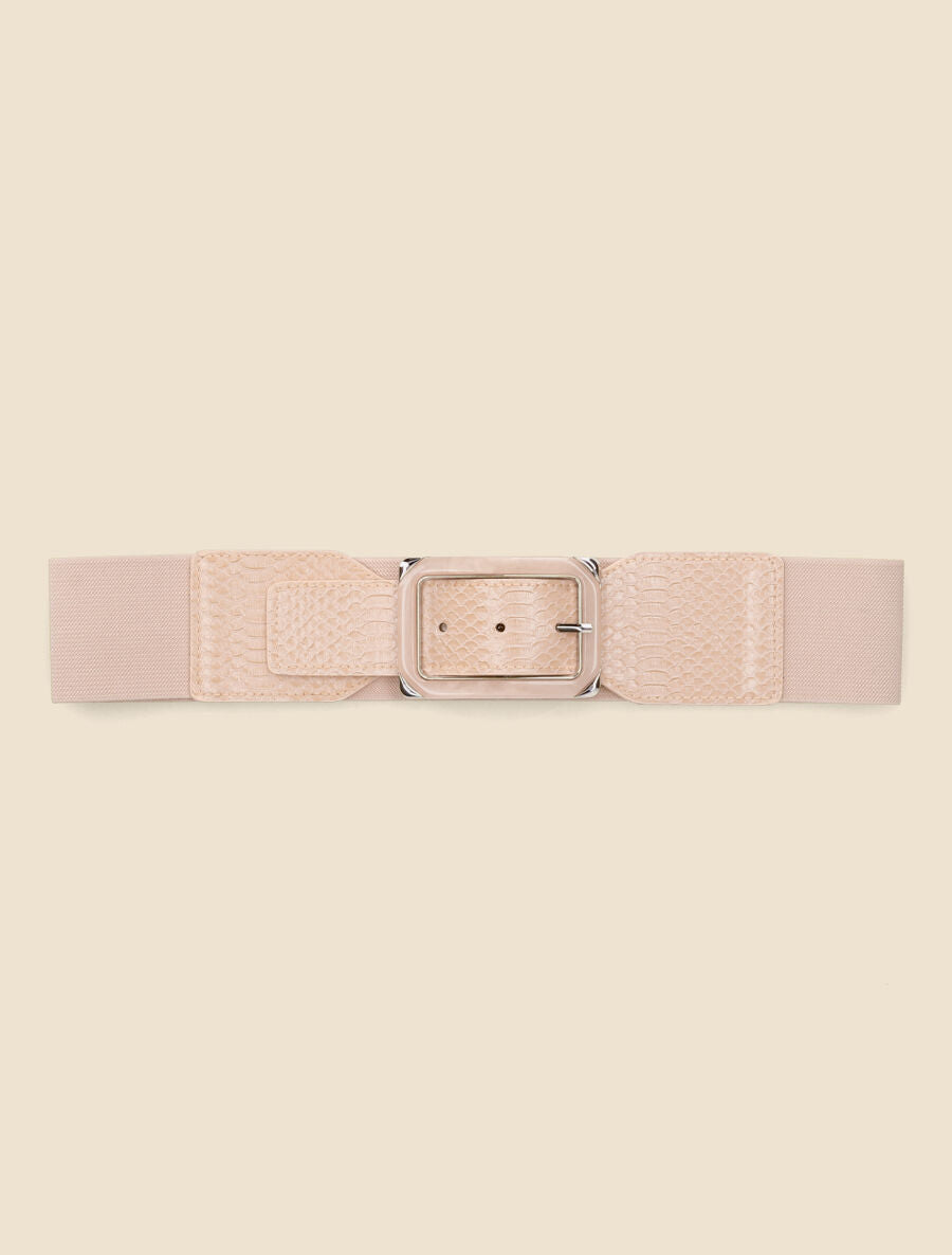 Ceinture python à boucle carrée - Rose poudré - 2