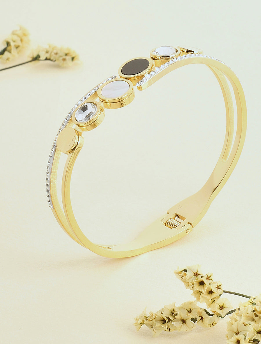 Jonc fantaisie à strass - Or - 1