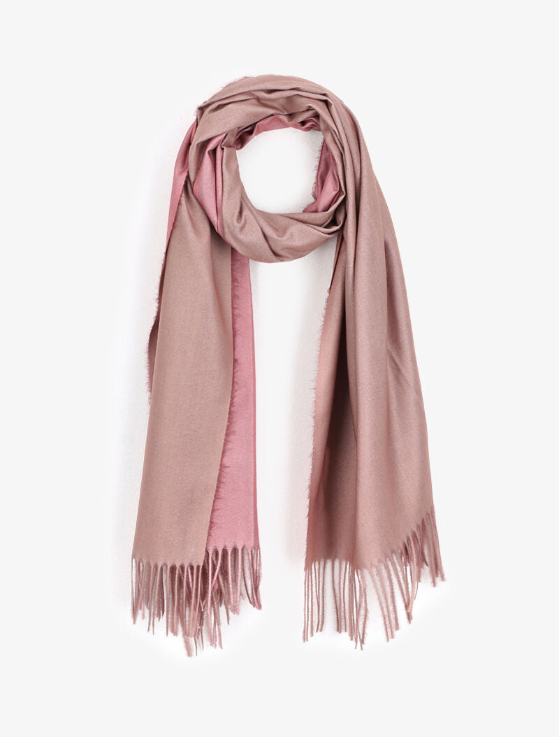 Echarpe bicolore à franges - Beige - 1