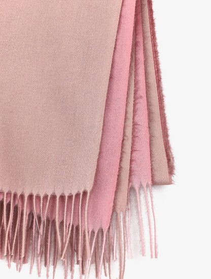 Echarpe bicolore à franges - Beige - 3