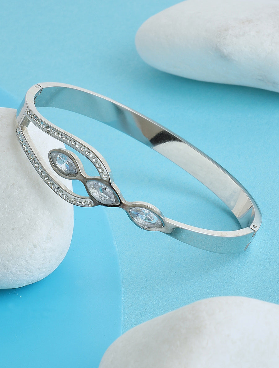 Jonc à strass en amande - Argent - 1