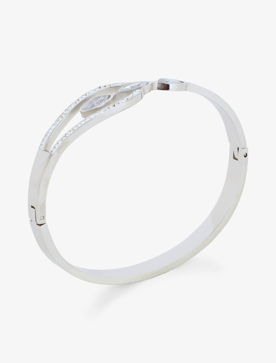 Jonc à strass en amande - Argent - 2