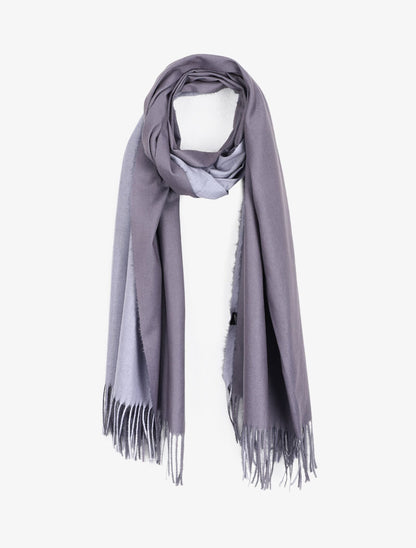 Echarpe bicolore à franges - Gris - 1