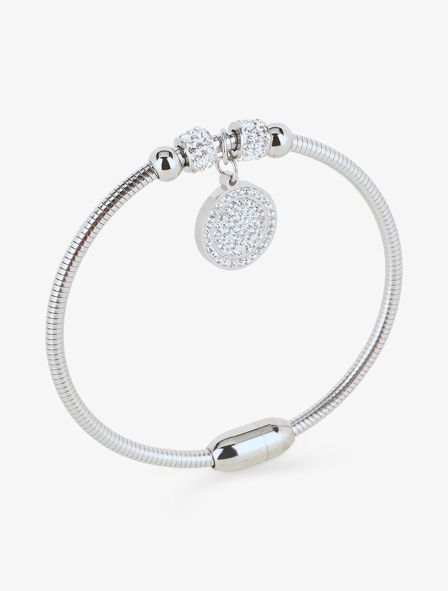 Jonc à clip rond orné de zircons - Argent - 2