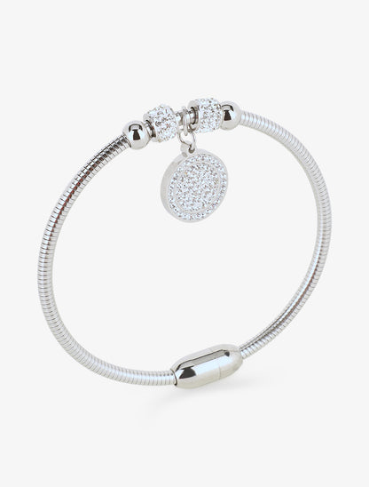 Jonc à clip rond orné de zircons - Argent - 2