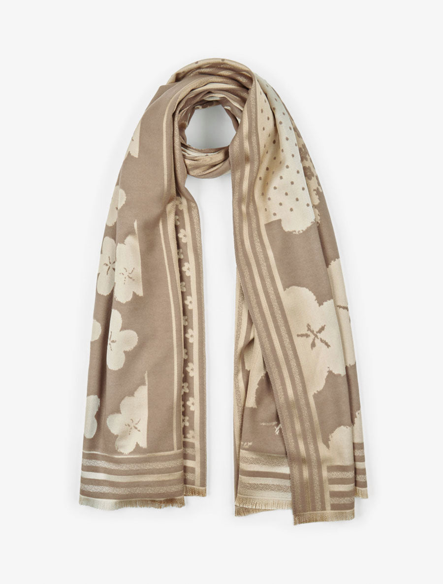 Foulard irisé à imprimé floral - Taupe - 1
