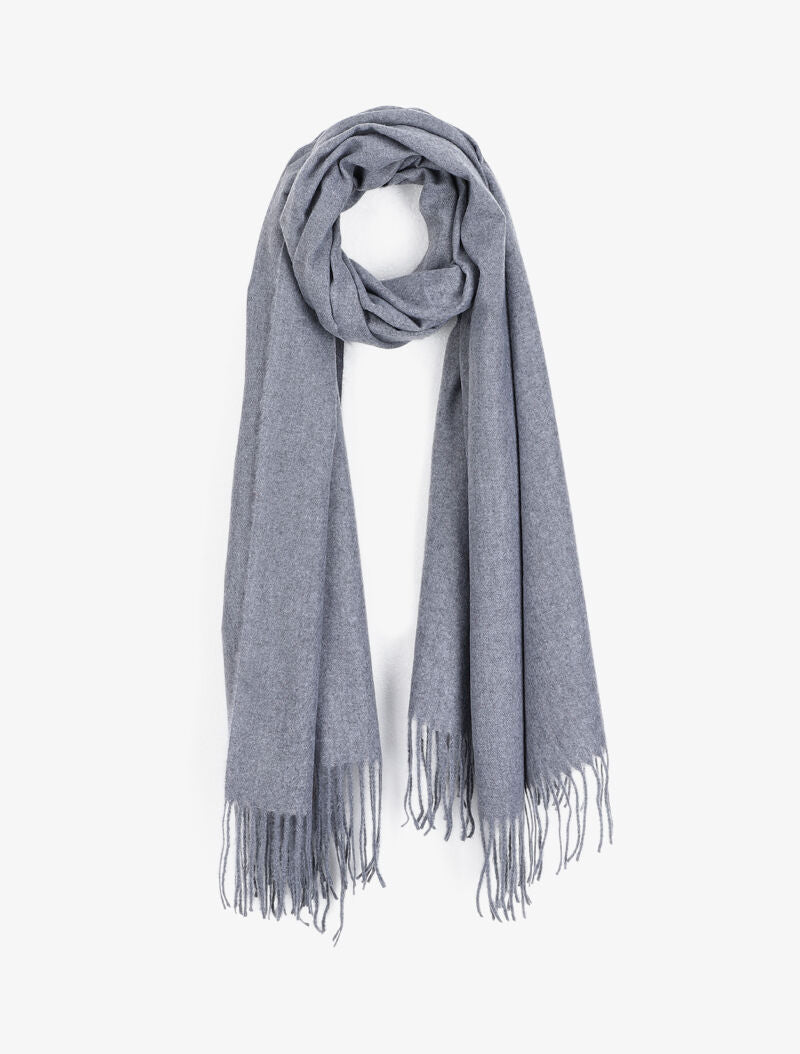 Echarpe douce à bords frangés - Gris chiné - 1