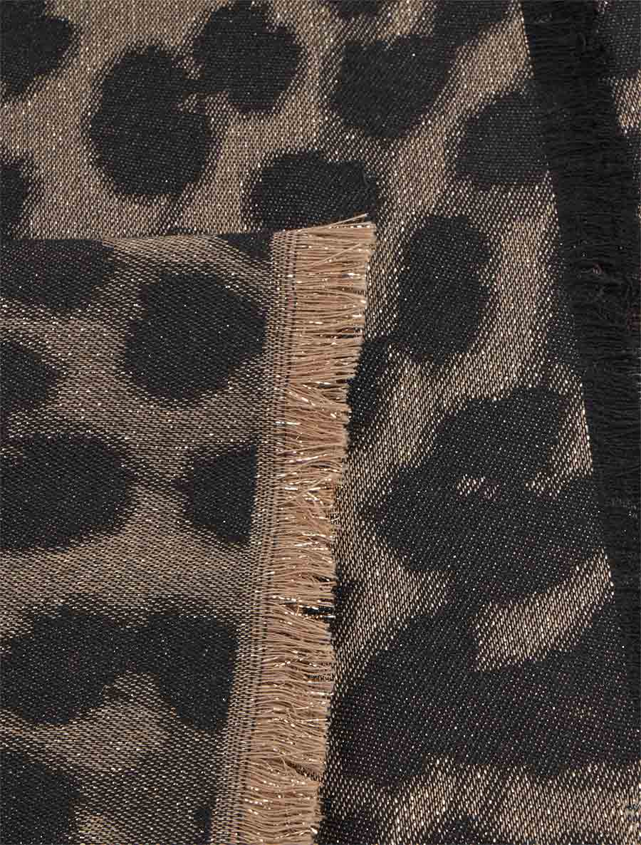 Foulard imprimé léopard irisé à bords effilochés - Noir - 3