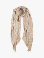 Foulard imprimé léopard irisé à bords effilochés - Beige - 1
