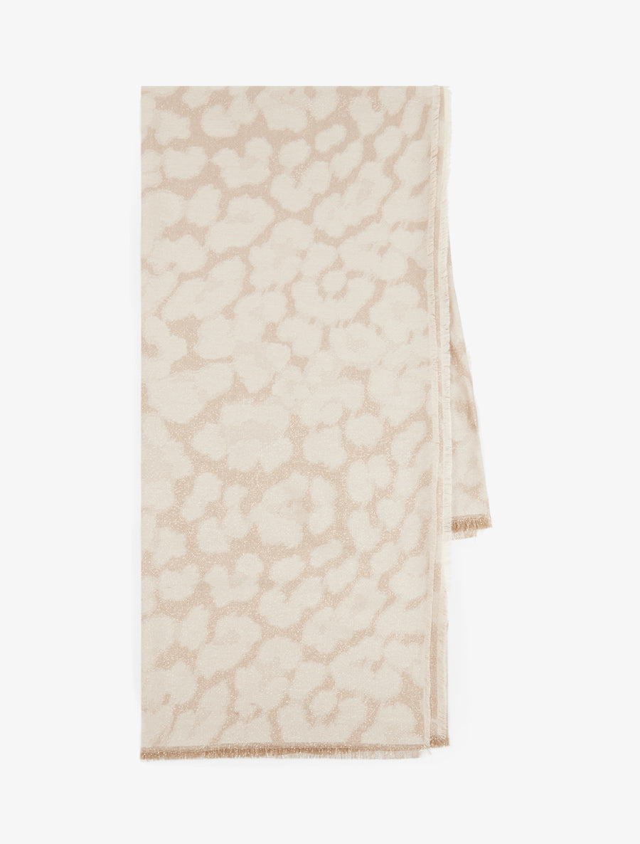 Foulard imprimé léopard irisé à bords effilochés - Beige - 2