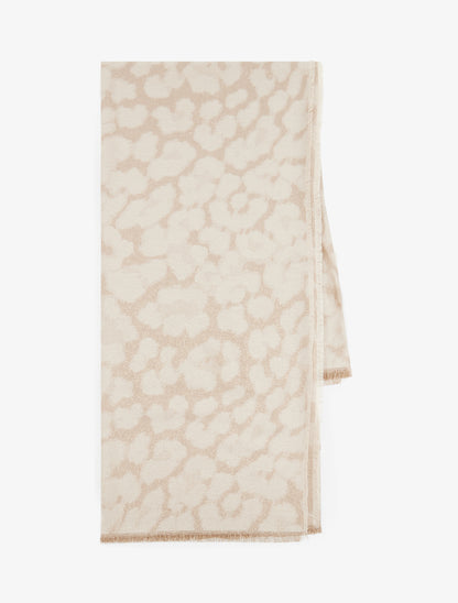 Foulard imprimé léopard irisé à bords effilochés - Beige - 2
