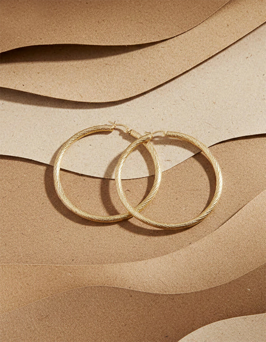 Grandes créoles texturées - Or - 1