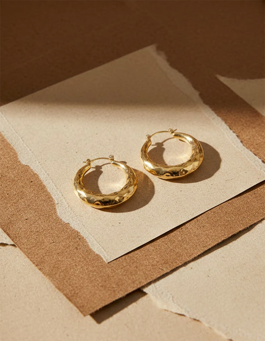 Créoles effet martelé - Or - 1