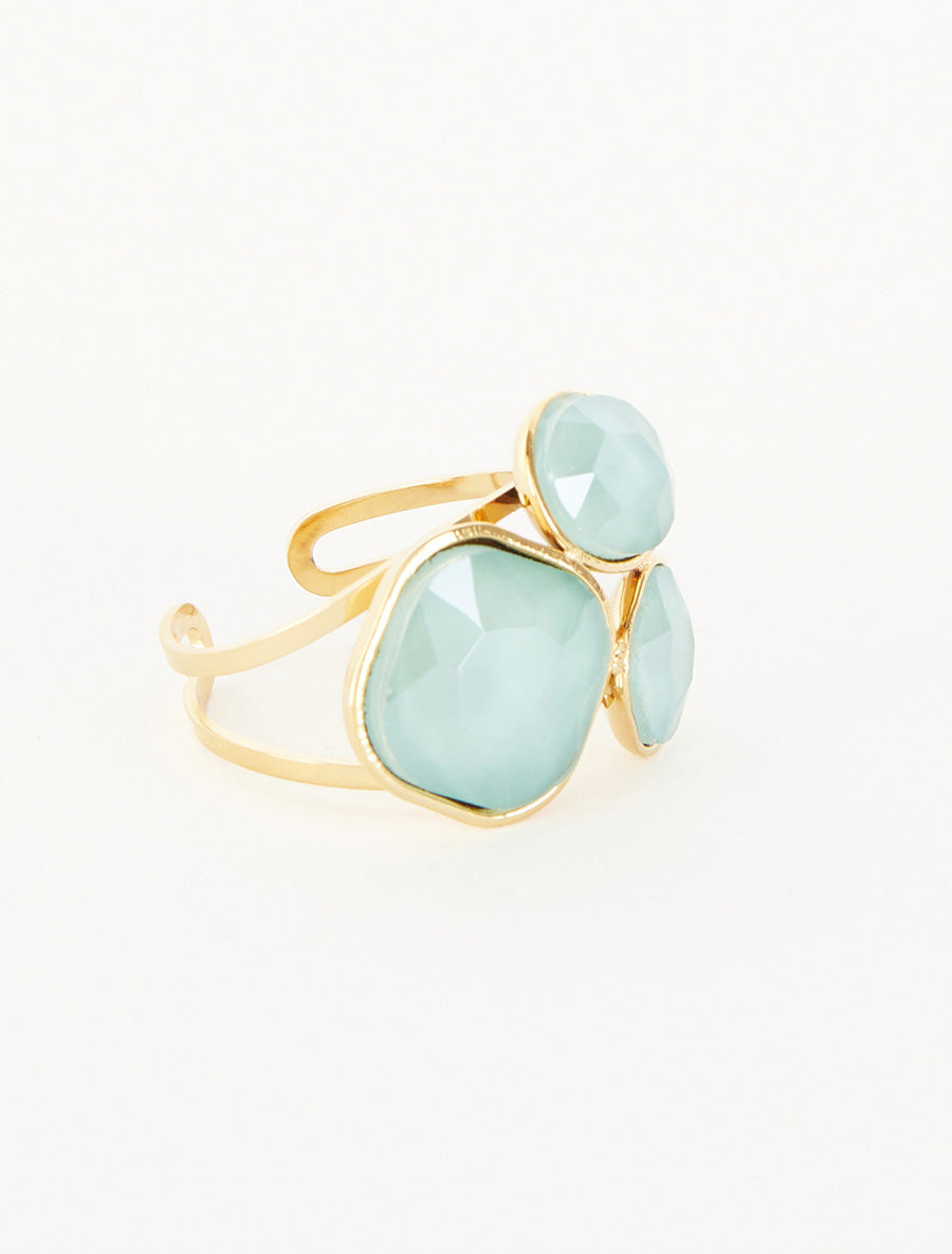 Bague ornée de trois pierres - Vert d&