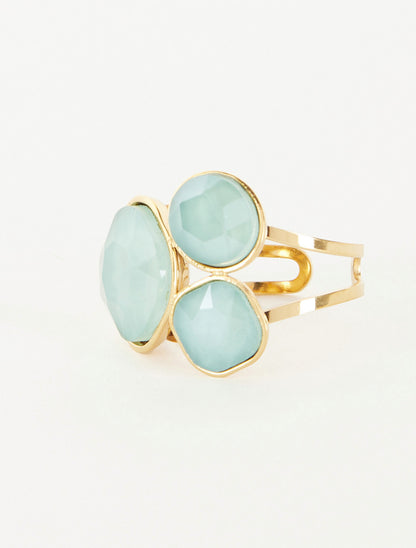 Bague ornée de trois pierres - Vert d&