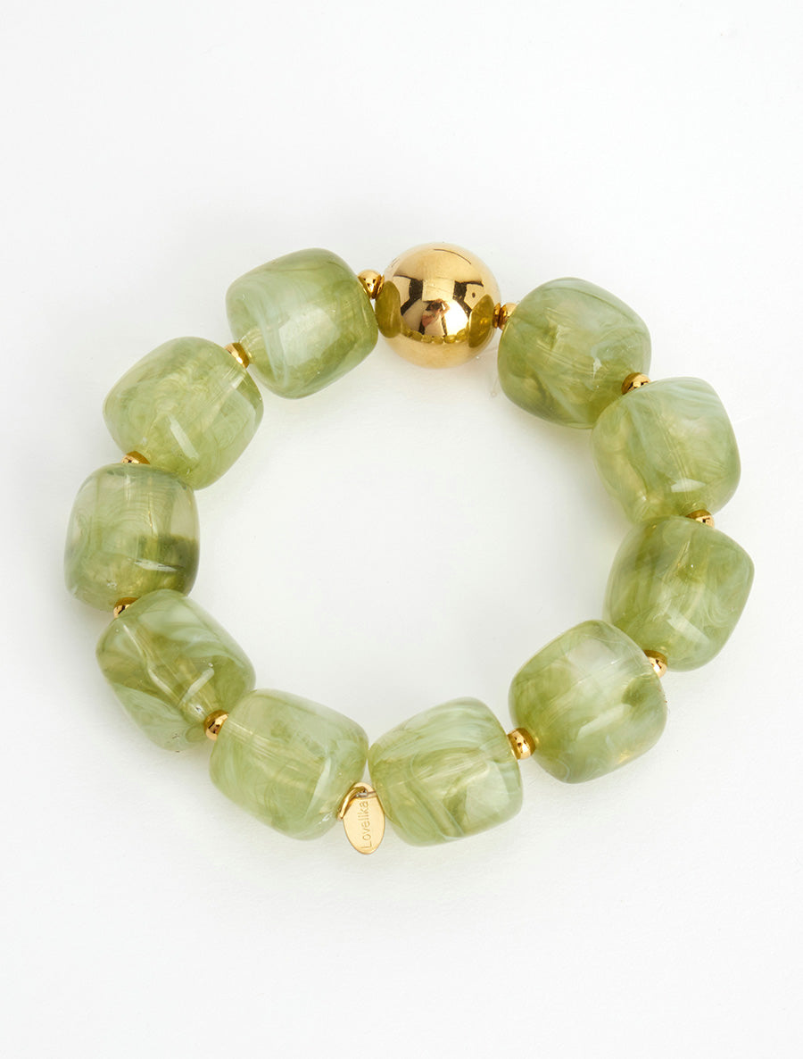 Bracelet à perles en résine et métal - Vert - 2