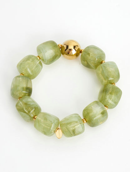 Bracelet à perles en résine et métal - Vert - 2