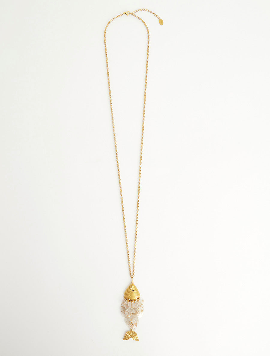 Sautoir à pendentif poisson - Beige - 2