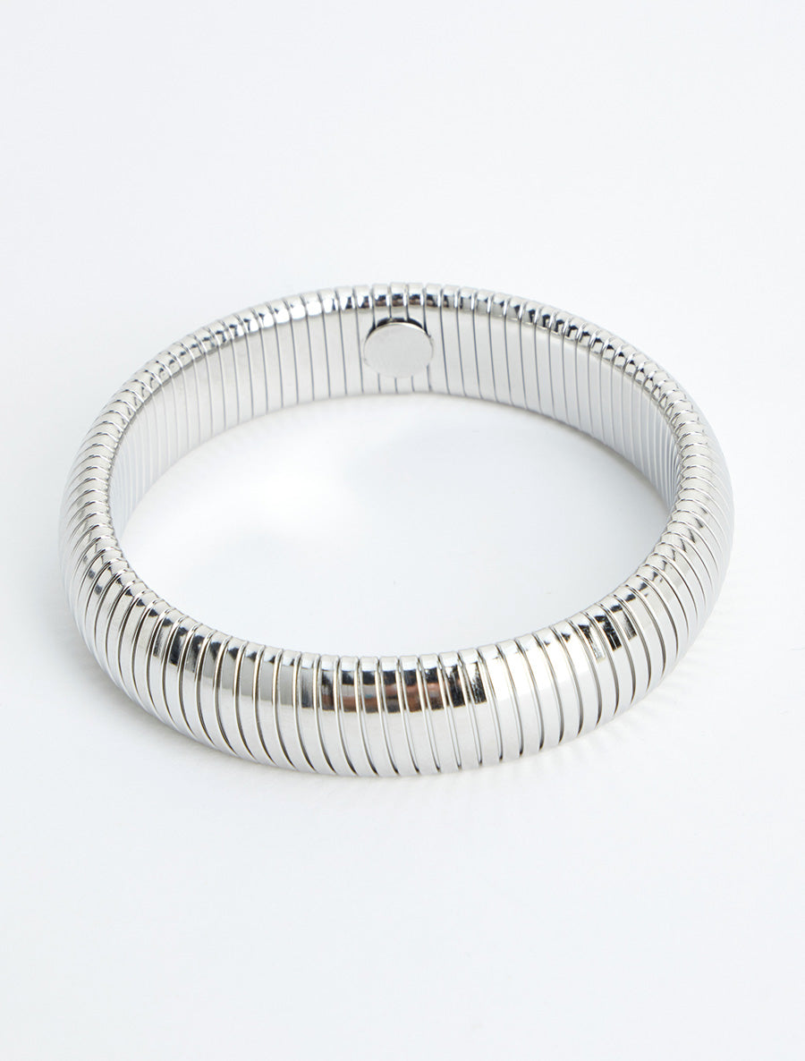 Jonc élastiqué strié - Argent - 2