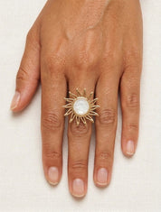 Bague soleil - Or/beige - 1