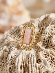 Bague ajustable à pierre colorée - Rose - 1