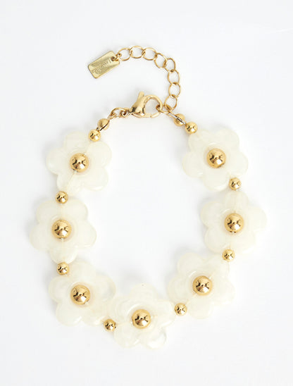 Bracelet motif fleurs en résine - Blanc - 2