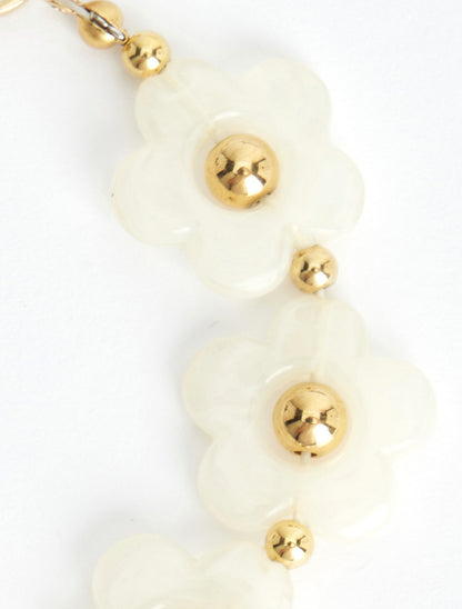 Bracelet motif fleurs en résine - Blanc - 3