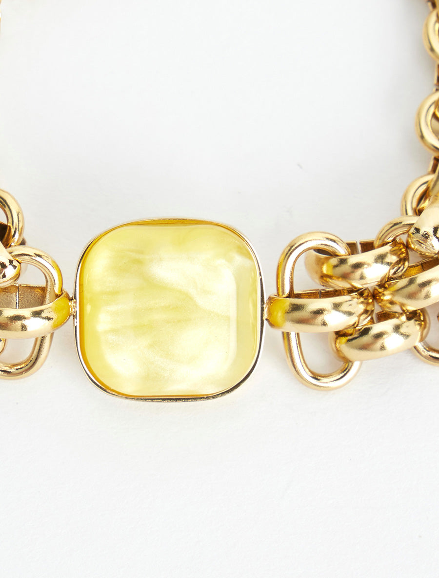 Bracelet en maille fantaisie à empiècement en résine - Jaune - 3