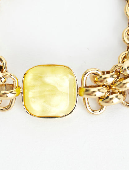 Bracelet en maille fantaisie à empiècement en résine - Jaune - 3