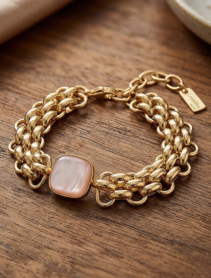 Bracelet en maille fantaisie à empiècement en résine - Rose - 1