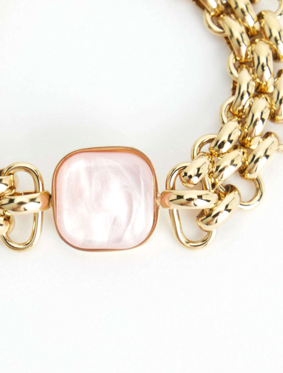 Bracelet en maille fantaisie à empiècement en résine - Rose - 3