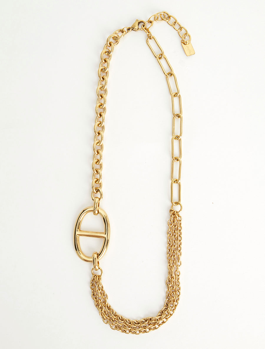 Collier en maille asymétrique - Or - 2