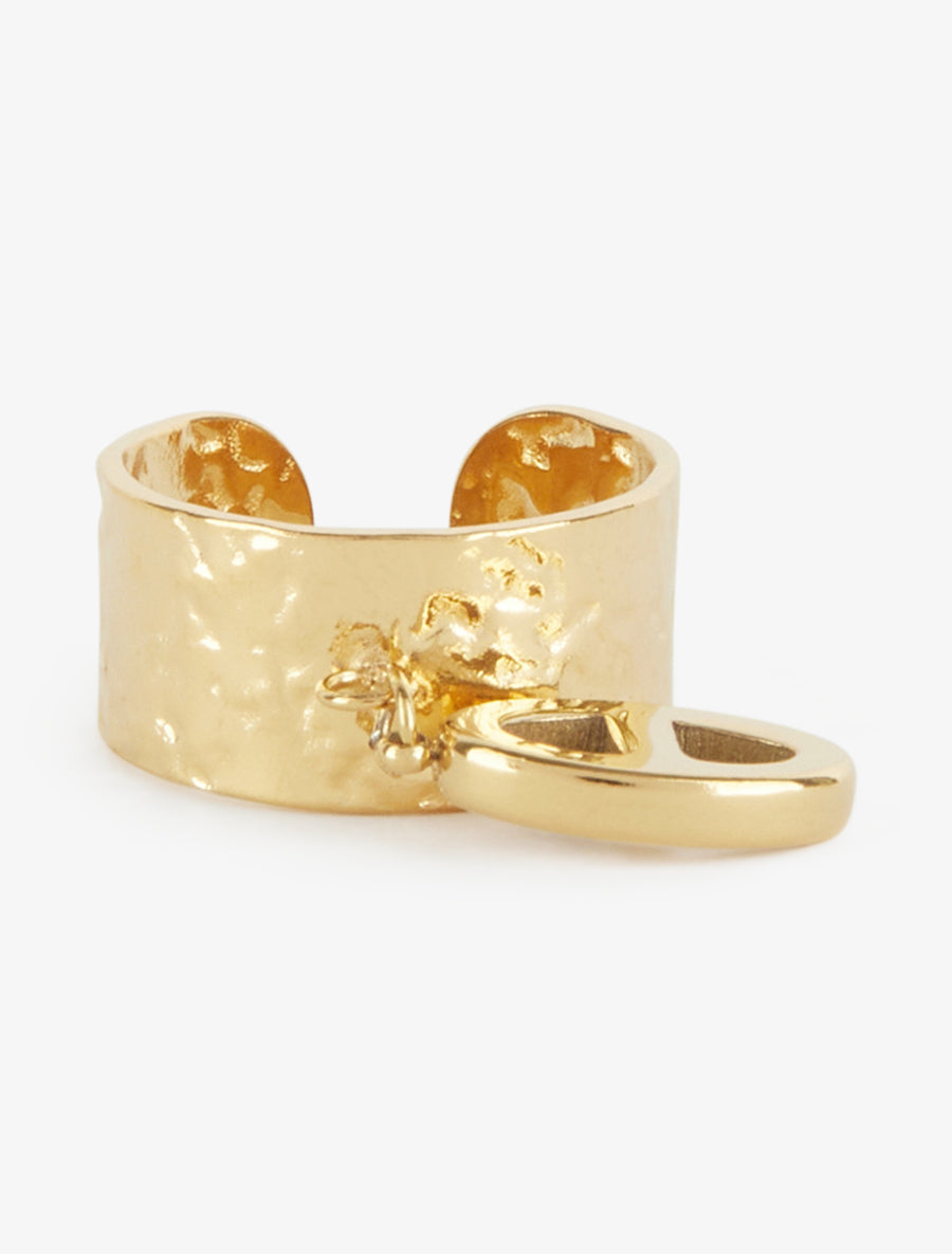 Bague martelé à breloque maille marine - Or - 3