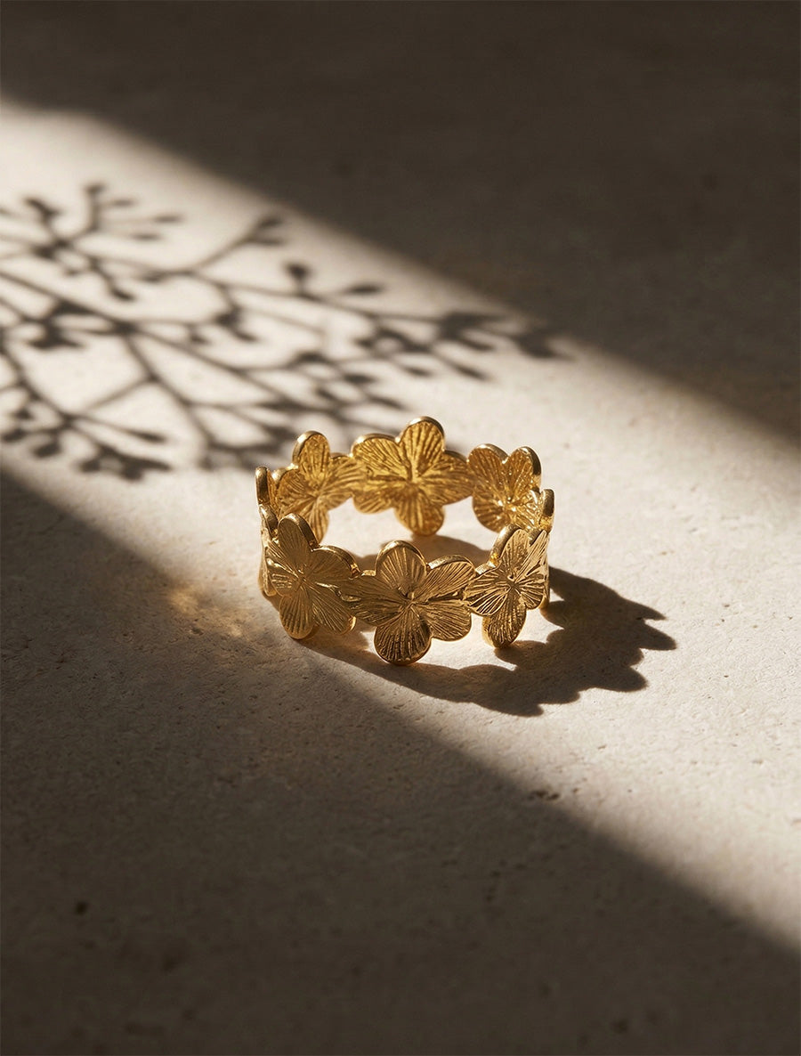 Bague à motif fleuri - Or - 1