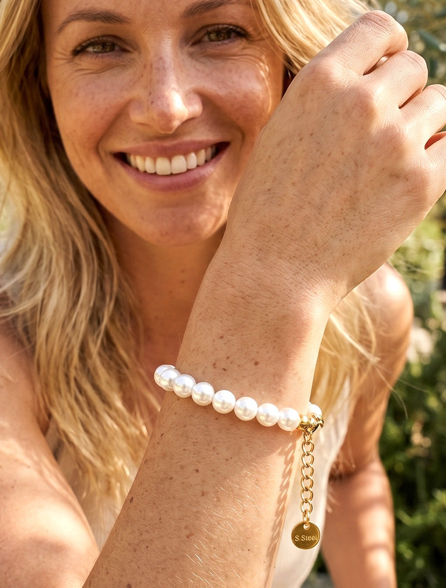 Bracelet en perles - Or/blanc - 1