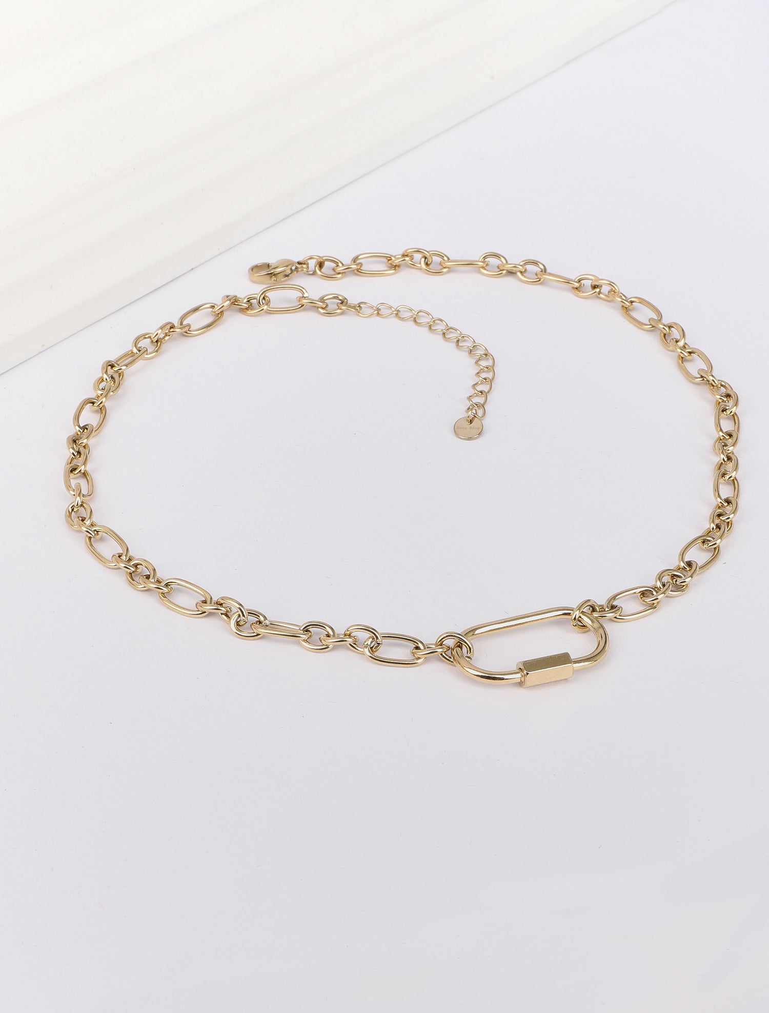 Collier en maille à pendentif mousqueton - Or - 1
