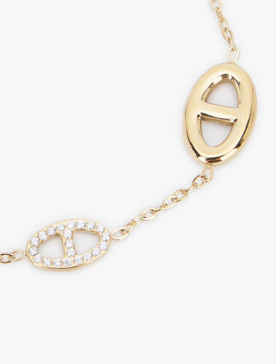 Bracelet à charms maillon marin à strass - Or - 3