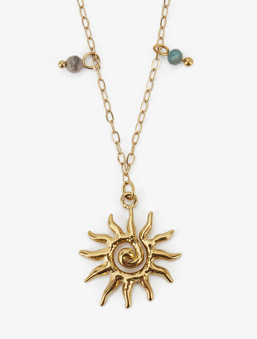 Collier fin à pendentif soleils en spiral - Or - 3