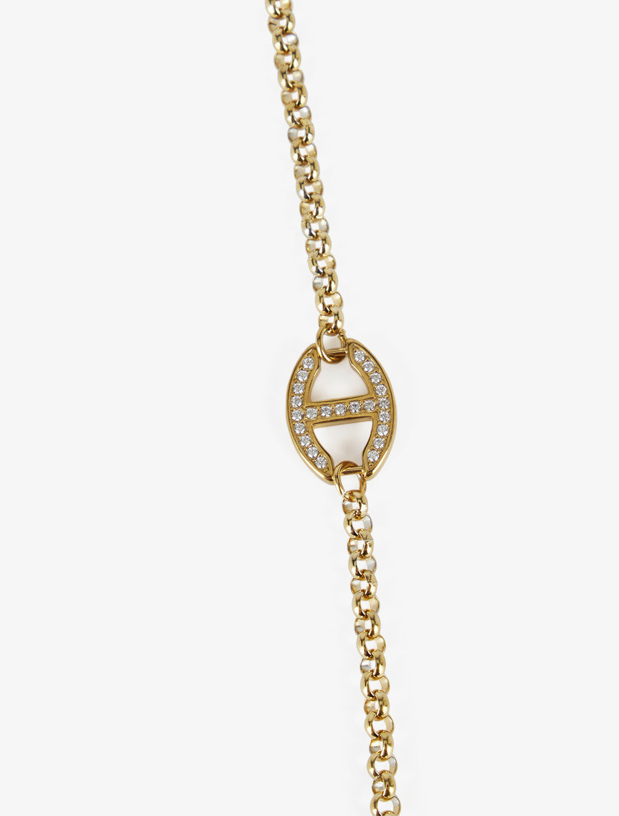 Collier à maillons marins strassés - Or - 3