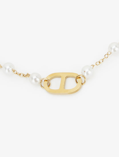 Chaîne de cheville à maillons marin ornés de zircons - Or - 3