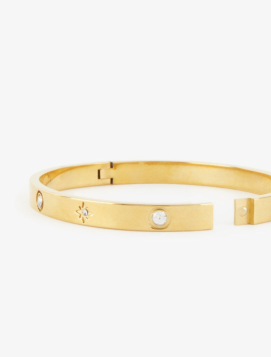 Jonc à mutiples zircons blancs - Or - 3