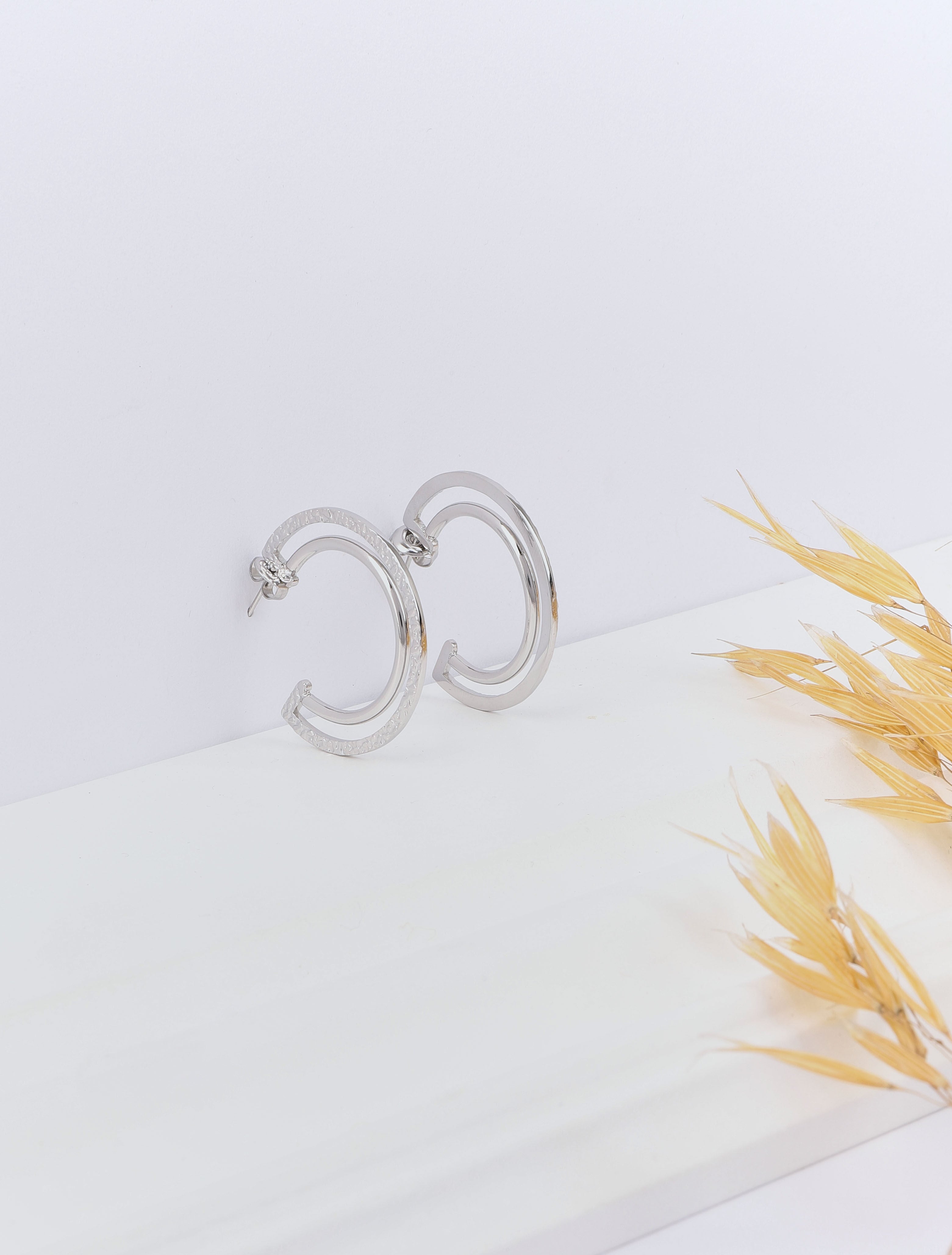 Créoles à double anneaux - Argent - 1