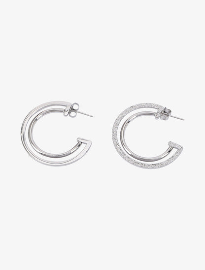 Créoles à double anneaux - Argent - 2