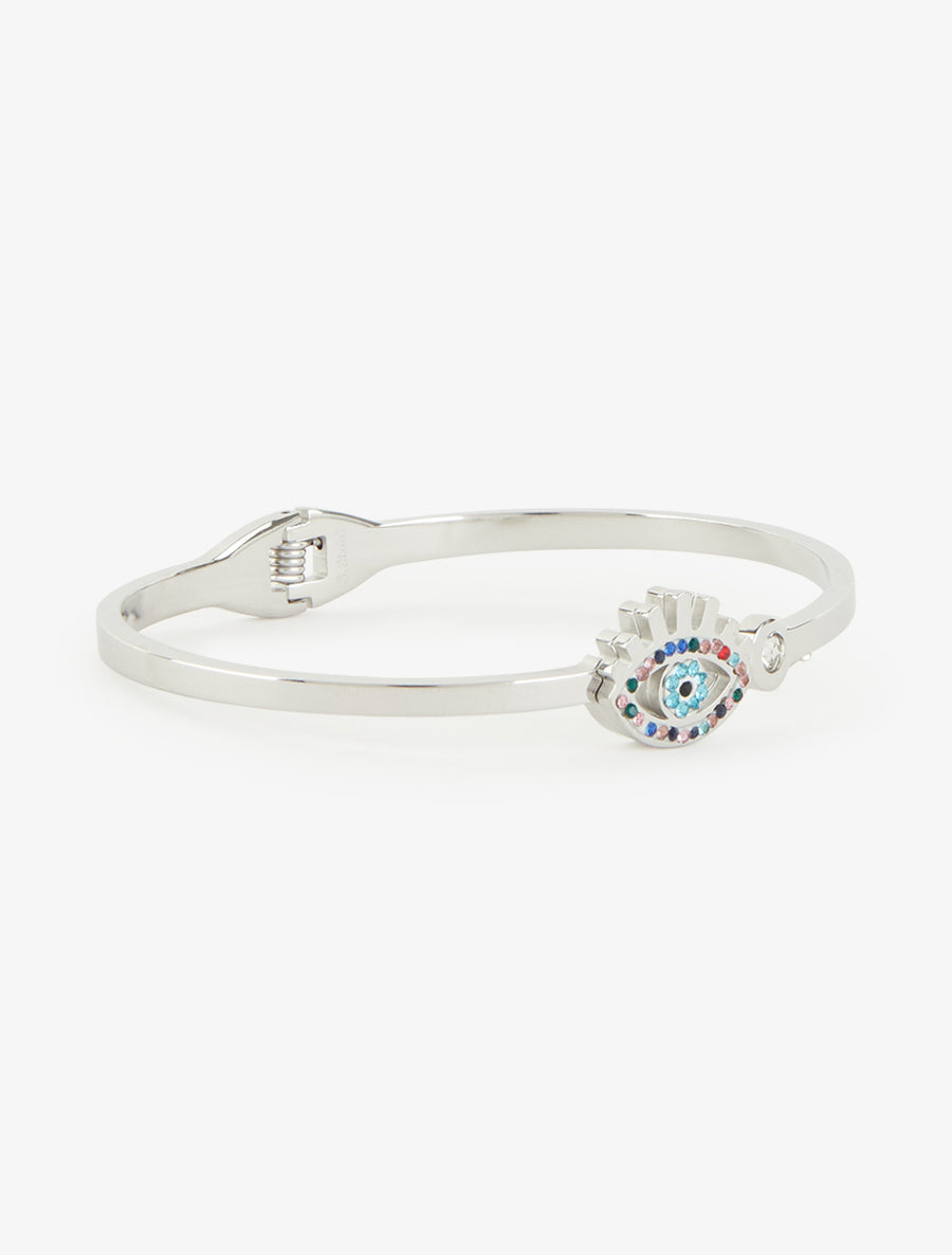 Jonc motif oeil à strass - Argent/bleu - 2