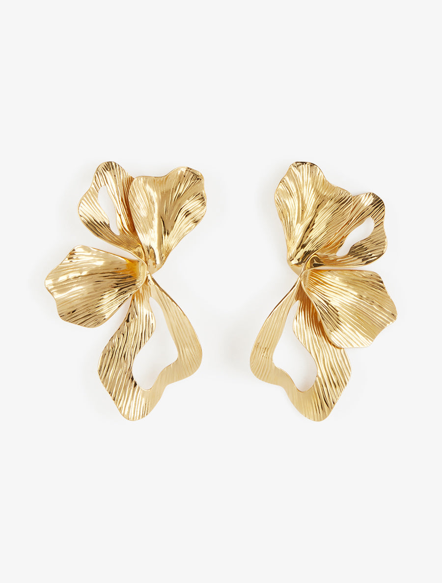 Boucles pendantes motif végétal - Or - 2