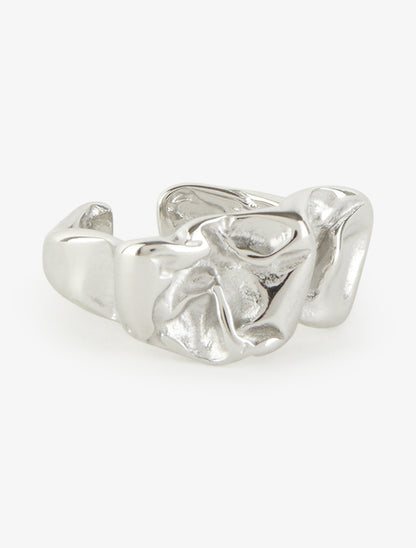 Bague ouverte effet froissé - Argent - 2