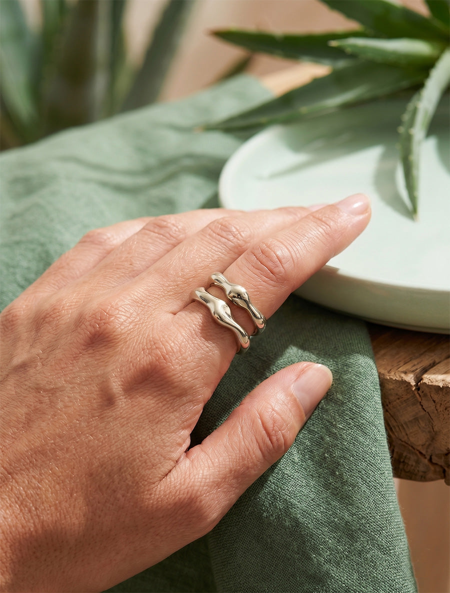 Bague ouverte effet martelé - Argent - 1
