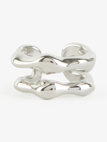 Bague ouverte effet martelé - Argent - 3