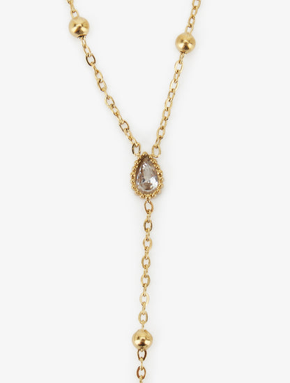 Collier en Y à bille et zircons - Or - 3